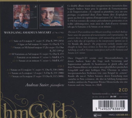 Mozart: Piano Sonatas Andreas Staier (digipack) [2CD]