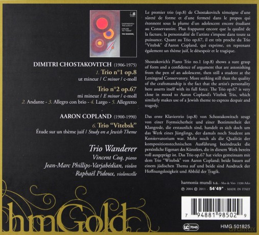 Chostakovitch Copland: Trio Wanderer (digipack) [CD]