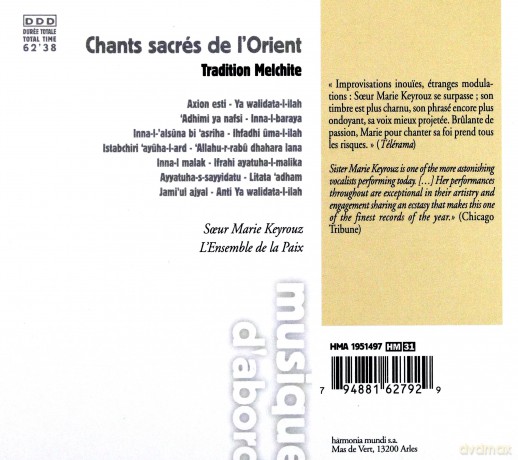 Soeur Marie Keyrouz: Chants Sacres De l Orient (digipack) [CD]