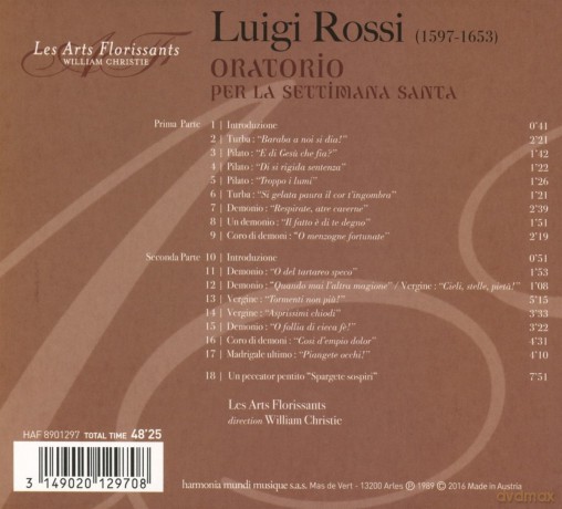 Rossi: Oratorio Per La Settimana Santa (digipack) [CD]