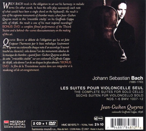 Bach: Cello Suites Jean Guihen Queyras (digipack) [3CD]