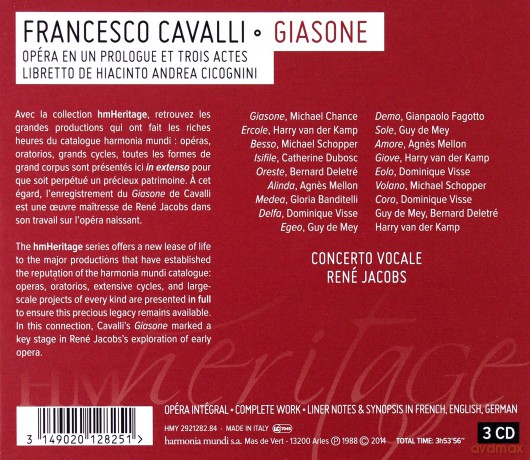 Cavalli: Giasone Concerto Vocale Rene Jacobs  [3CD]