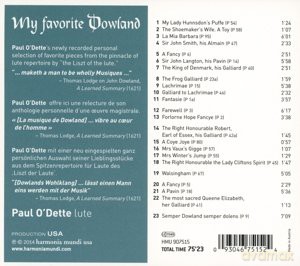 Dowland: My Favorite Dowland Paul O Dette [CD]