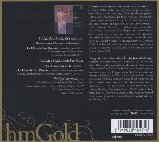 Debussy: Sonate Pour Flute Alto Et Harpe Bernold (digipack) [CD]