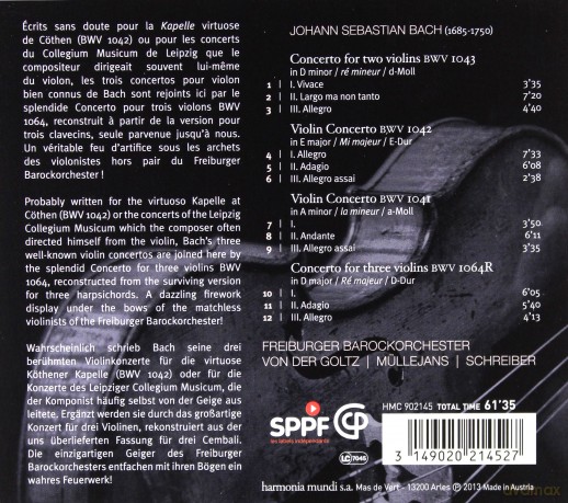 Bach: Violin Concertos [CD]