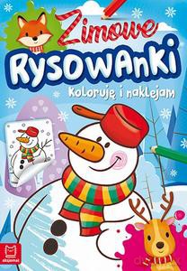 Zimowe rysowanki. Koloruję i naklejam - Opracowanie zbiorowe [KSIĄŻKA]