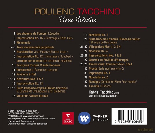 Tacchino: Francis Poulenc: Piano Melodies - Gabriel Tacchino [CD]