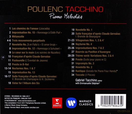 Tacchino: Francis Poulenc: Piano Melodies - Gabriel Tacchino [CD]