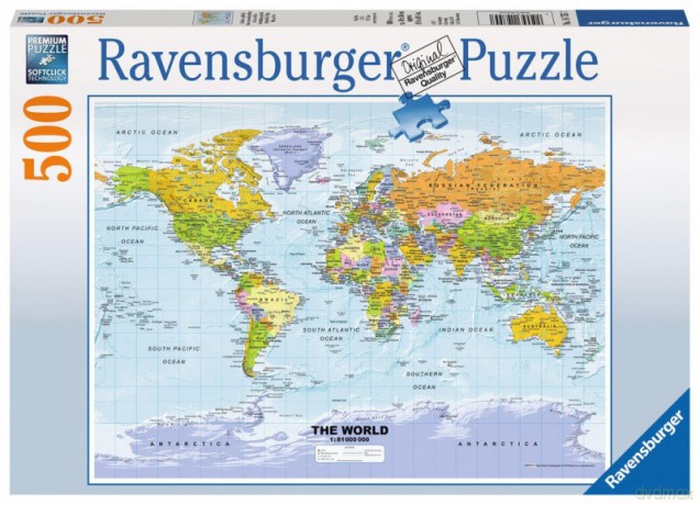 RAVENSBURGER 500 el. Polityczna mapa świata [PUZZLE]