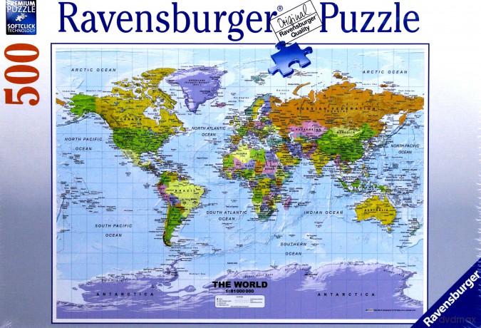 RAVENSBURGER 500 el. Polityczna mapa świata [PUZZLE]