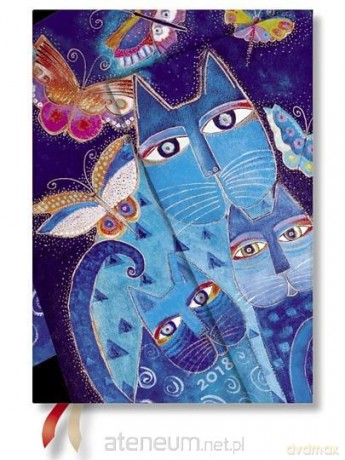 Kalendarz książkowy midi 2018 12M horyzontalny Blue Cats [KALENDARZ]