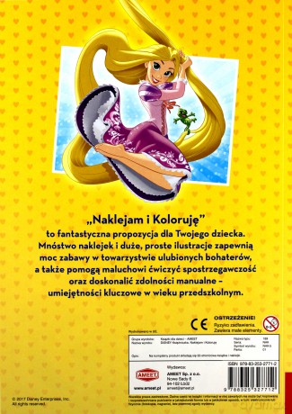 Księżniczki Disneya. Naklejam i koloruję [KSIĄŻKA]
