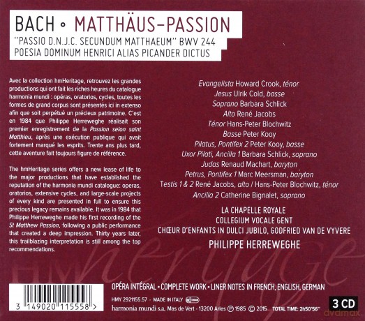 Bach: Matthaus-Passion Herreweghe (digipack) [3CD]