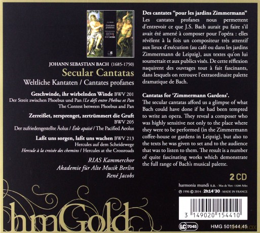 Bach: Secular Cantatas Rene Jacobs (digipack) [2CD]