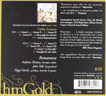 Biber: Violin Sonatas Romanesca (digipack) [2CD]