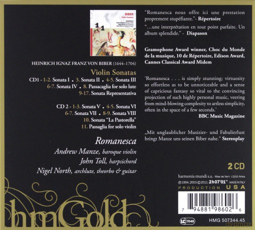 Biber: Violin Sonatas Romanesca (digipack) [2CD]