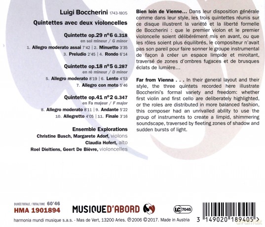 Boccherini: Quintettes Ebsamble Explorations R Dieltiens [CD]