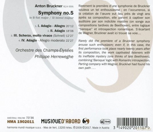 Bruckner: Symphonie nr 5 Herreweghe [CD]