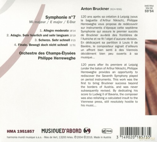 Bruckner: Symphonie nr 7 Herreweghe (digipack) [CD]
