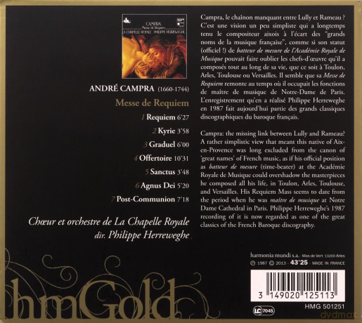 Campra: Messe De Requiem Herreweghe (digipack) [CD]