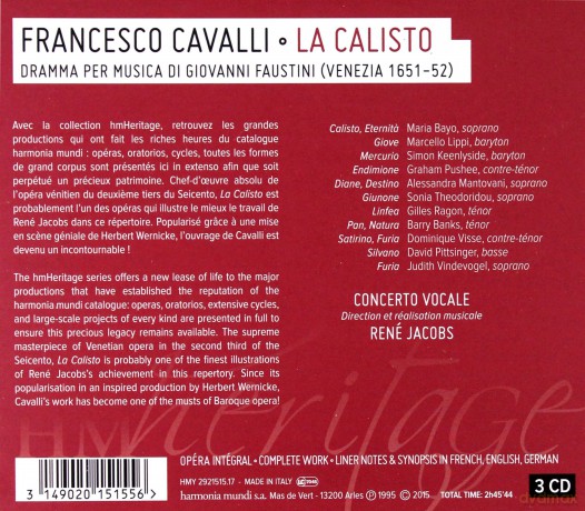 Cavalli: La Calisto Concerto Vocale Rene Jacobs (digipack) [3CD]