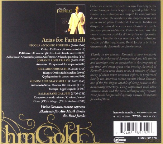 Vivica Genaux: Arias For Farinelli Rene Jacobs (digipack) [CD]