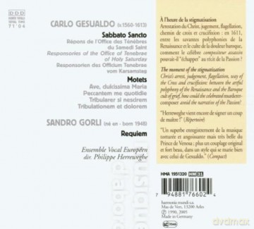Gesualdo: Sabbato Sancto Herreweghe (digipack) [CD]