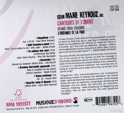 Soeur Marie Keyrouz: Cantiques De L Orient (digipack) [CD]