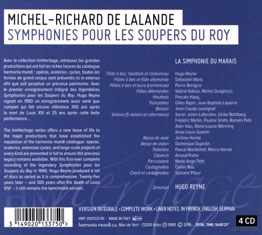Lalande: Symphonies Pour Les Soupers Du Roy La Simphonie Du Marais (digibook) [4CD]