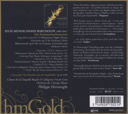 Mendelssohn: A Midsummer Night's Dream Herreweghe (digipack) [CD]
