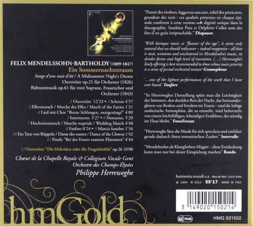 Mendelssohn: A Midsummer Night's Dream Herreweghe (digipack) [CD]