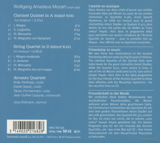 Mozart: Clarinet Quintet Arcanto Quartett [CD]