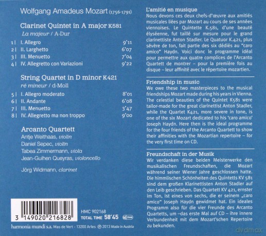 Mozart: Clarinet Quintet Arcanto Quartett [CD]