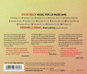 Steve Reich: Music For 18 Musicians [CD]