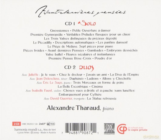 Satie: Avant-Dernieres Pensees Tharaud (digipack) [2CD]