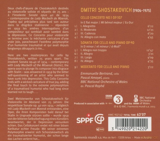 Shostakovich: Cello Concerto Cello Sonata Bertrand Amoyel [CD]