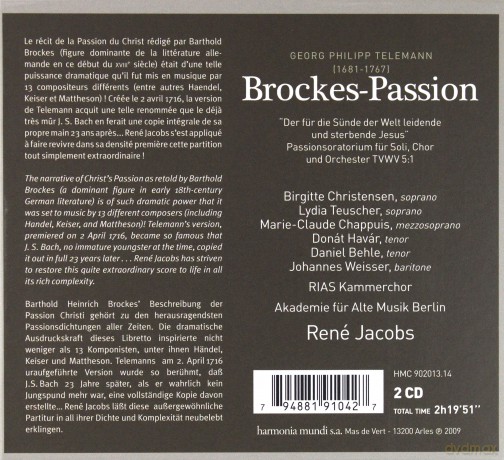 Telemann: Brockes-Passion Rene Jacobs [2CD]