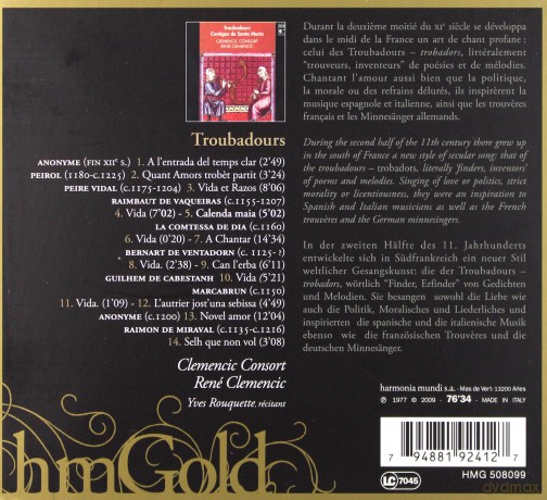 Troubadours: Clemencic Consort (digipack) [CD]