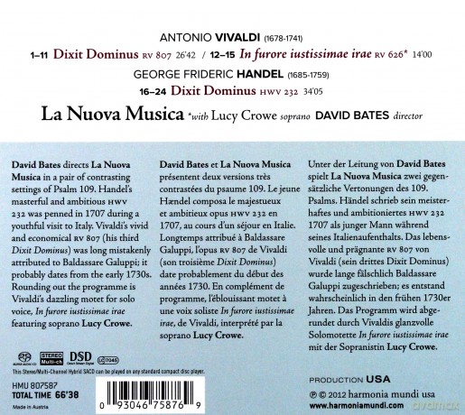 Vivaldi Handel: Dixit Dominus La Nuova Musica Bates [SACD]