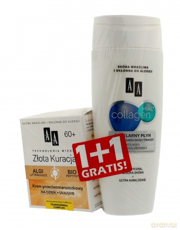 AA Technologia Wieku 60 + Złota Kuracja DUO Krem na dzień 50 ml + Płyn micelarny 200 ml