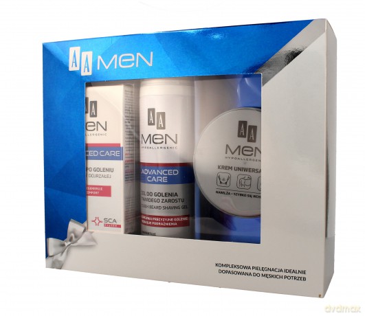 AA Zestaw prezentowy Men Advanced Care (balsam po goleniu 100 ml + żel do golenia 200 ml + krem uniwersalny 125 ml)