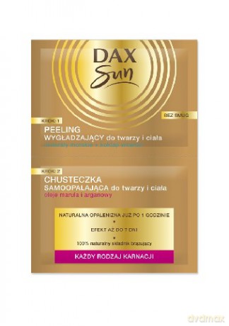 Dax Sun Samoopalacz Duo Peeling wygładzający 8 ml + 1 chusteczka samoopalająca - saszetka