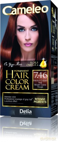 Delia Cosmetics Cameleo HCC Farba permanentna Omega + nr 7.46 Medium Copper Red 1op.