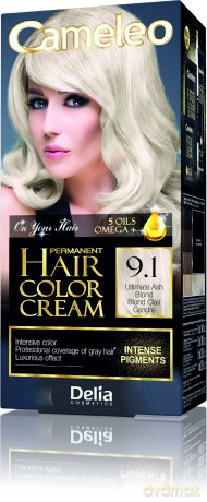 Delia Cosmetics Cameleo HCC Farba permanentna Omega + nr 9.1 Ultimate Ash Blond 1op.