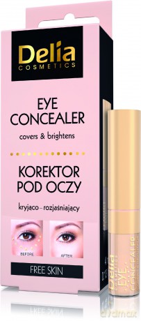 Delia Cosmetics Free Skin Korektor pod oczy kryjąco - rozświetlający 03 ivory 4ml