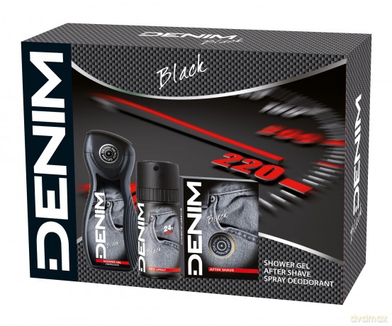 Denim Black Zestaw prezentowy(Woda po goleniu 100 ml + Deo spray 150 ml + Żel pod prysznic 250 ml)