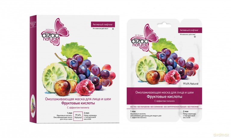 Dizao Natural Maseczka Odmładzanie 2 - etapowa "Kwasy Owocowe" do twarzy 36 g
