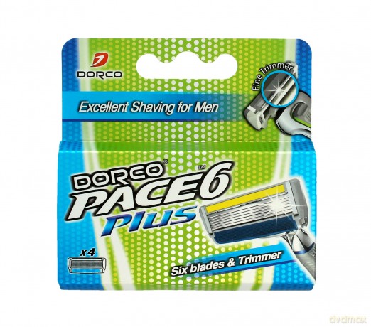 Dorco Pace 6 Plus Wkłady do maszynki systemowej męskiej z trymerem - 6 ostrzy 1op. - 4szt