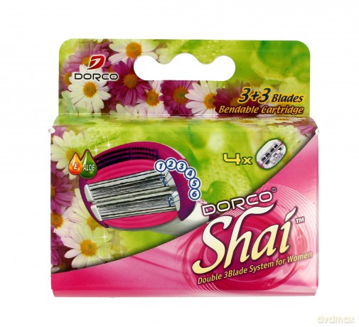 Dorco Shai 3 + 3 Wkłady do maszynki systemowej damskiej - 6 ostrzy (3 + 3) 1op. - 4szt