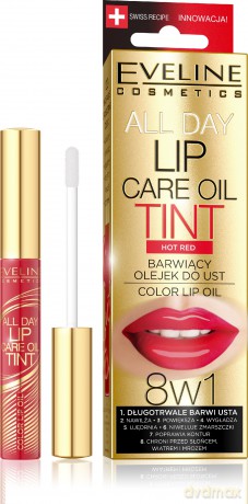 Eveline All Day Lip Care Oil Tint Barwiący Olejek do ust 8w1 nr 07 Hot Red 7ml